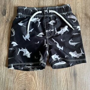 Old Navy Black Shark Print Toddler Swim Trunks